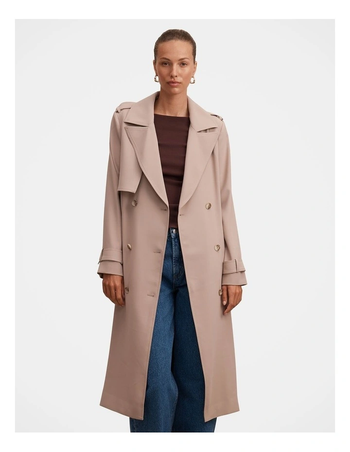 Cameron Soft Trench Coat in Beige image 5