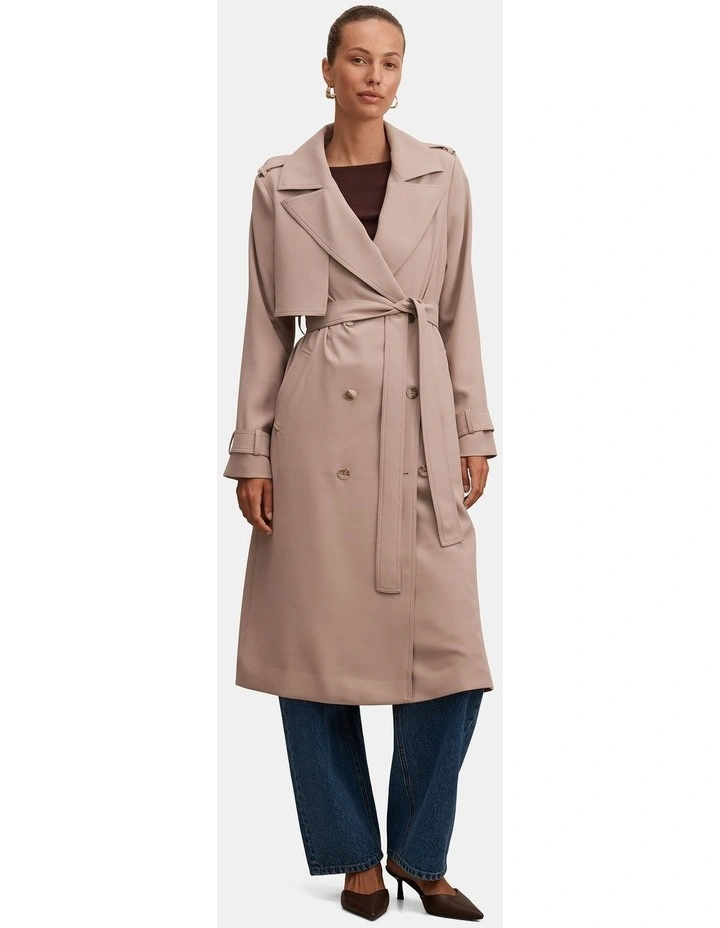 Cameron Soft Trench Coat in Beige image 5
