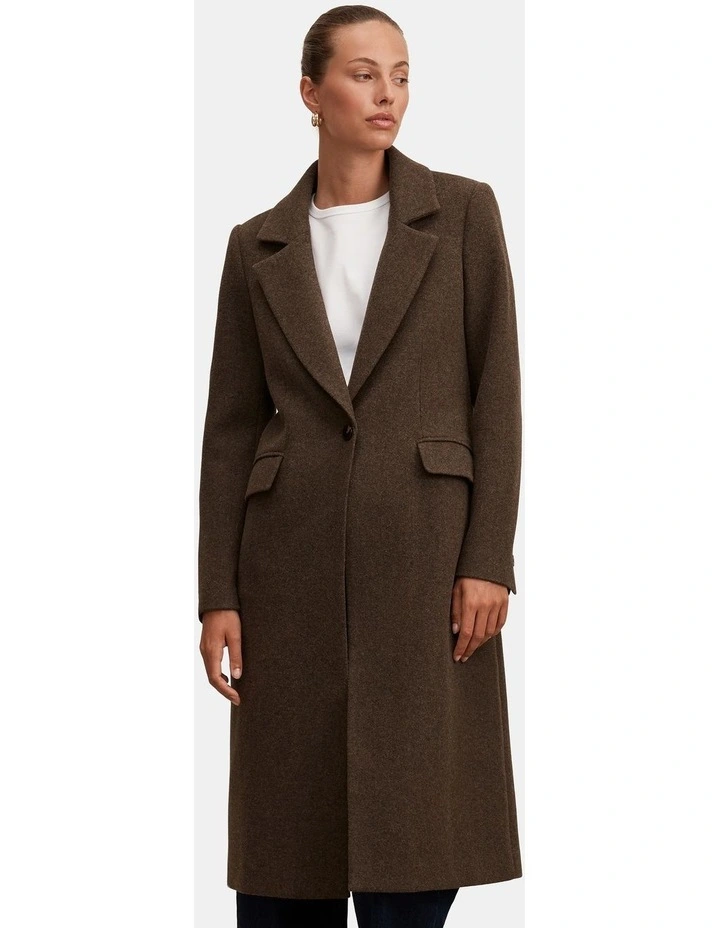 Liana Long Coatigan in Chocolate image 1