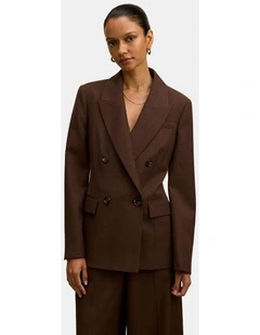 Harper Double Breasted Blazer in Brown