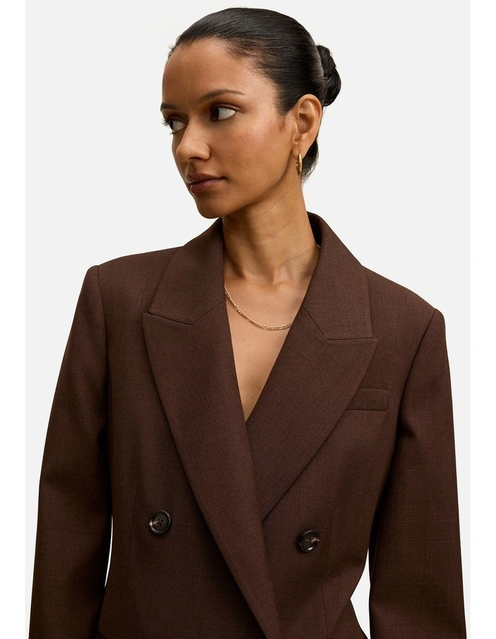 Harper Double Breasted Blazer in Brown image 4