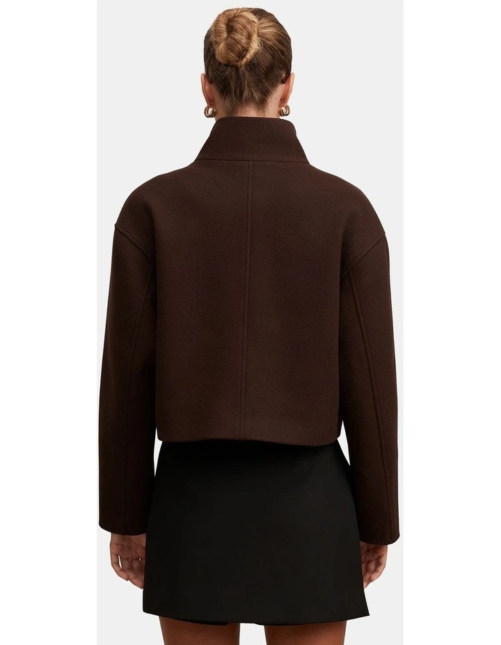 Fiona Funnel Neck Jacket in Brown image 2