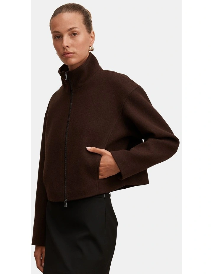 Fiona Funnel Neck Jacket in Brown image 4