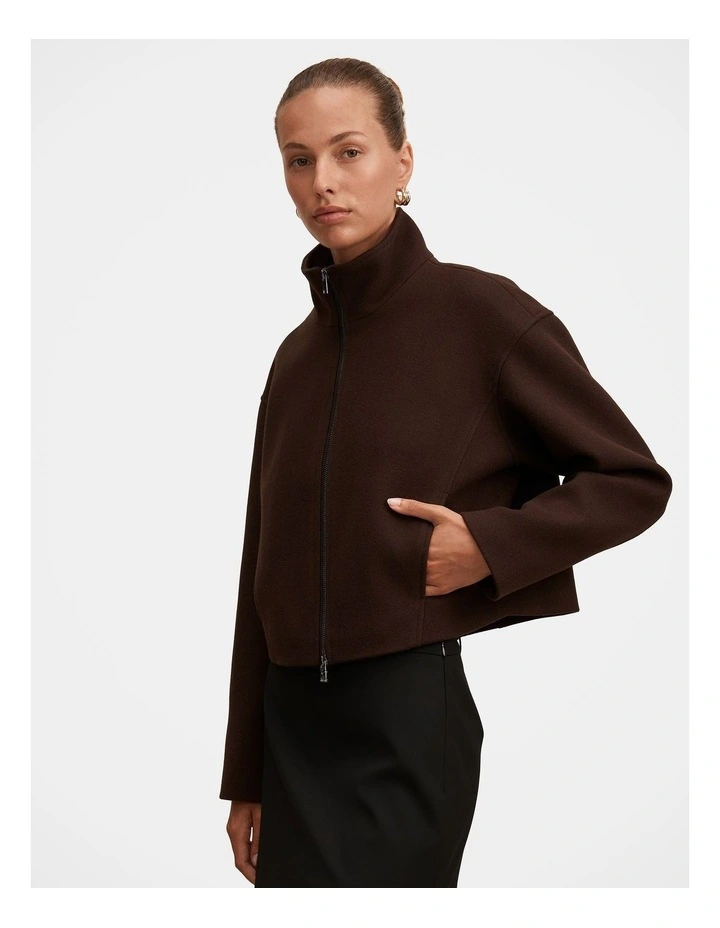 Fiona Funnel Neck Jacket in Brown image 5