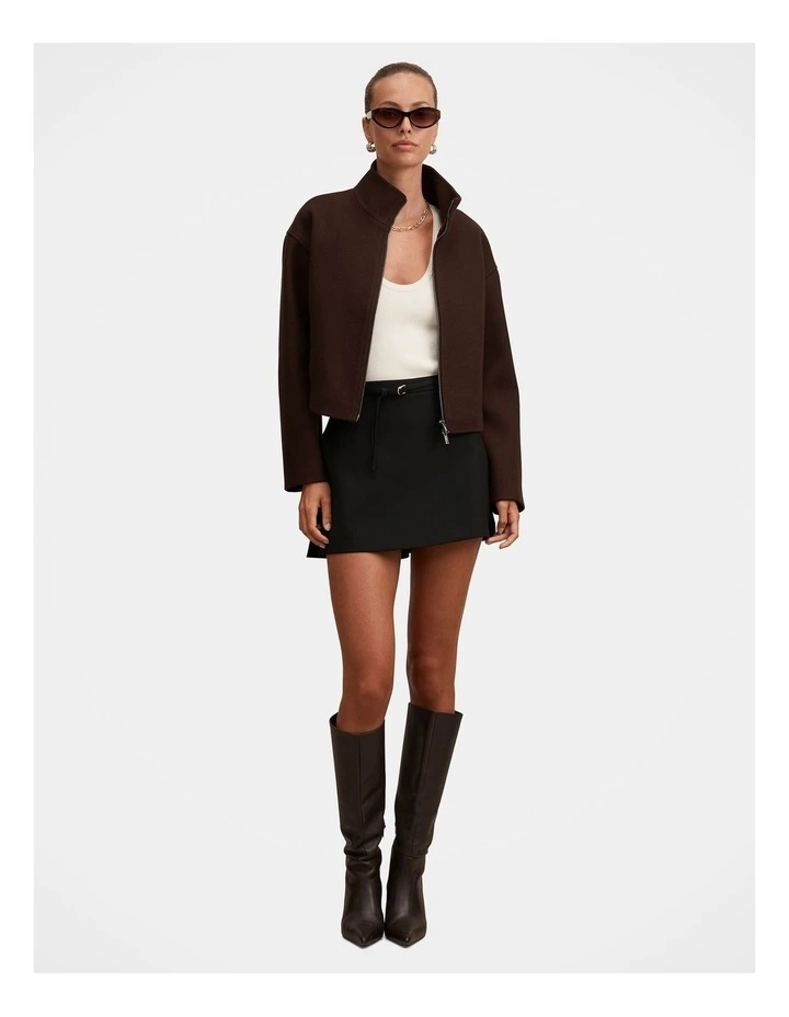 Fiona Funnel Neck Jacket in Brown image 6