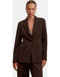 Olivia Single Breasted Blazer in Chocolate