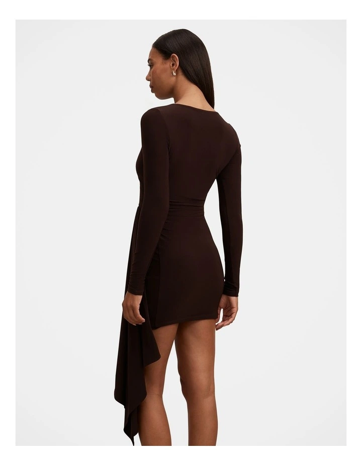 Susie Draped Jersey Mini Dress in Brown image 2