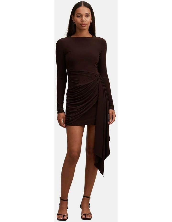 Susie Draped Jersey Mini Dress in Brown image 5