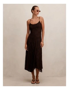 Victoria Lace Midi Dress in Chocolate