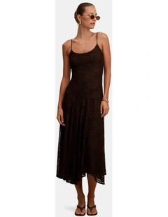 Victoria Lace Midi Dress in Chocolate