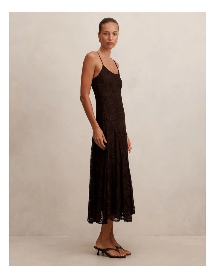 Victoria Lace Midi Dress in Chocolate image 3