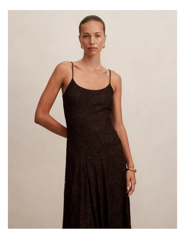 Victoria Lace Midi Dress in Chocolate image 4