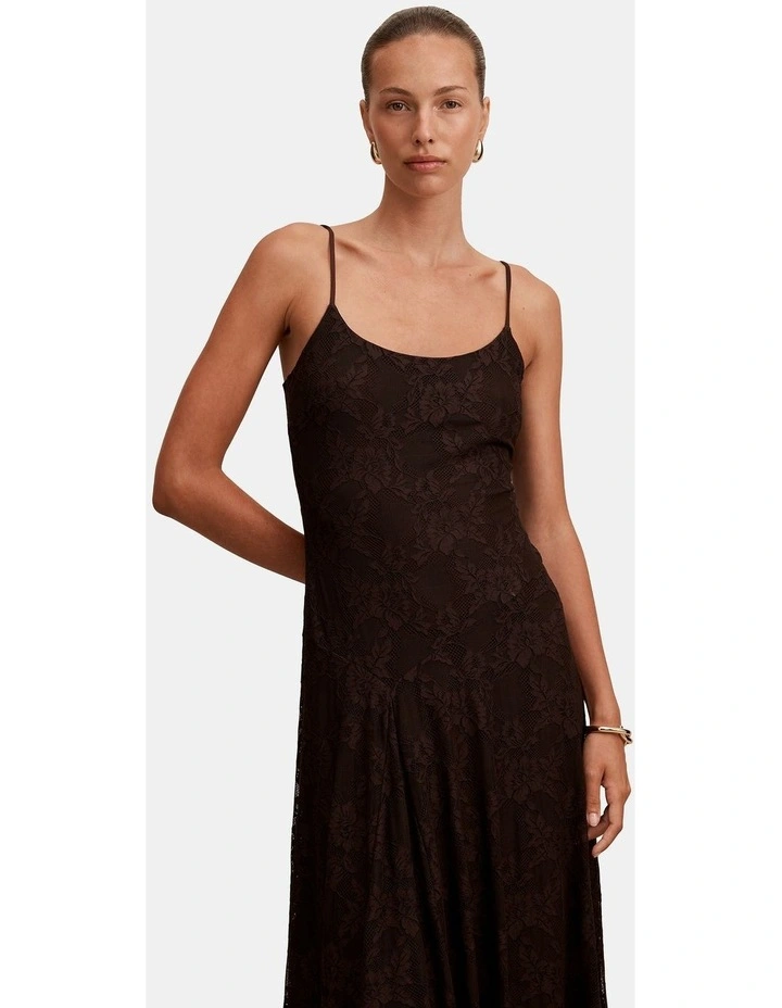 Victoria Lace Midi Dress in Chocolate image 4