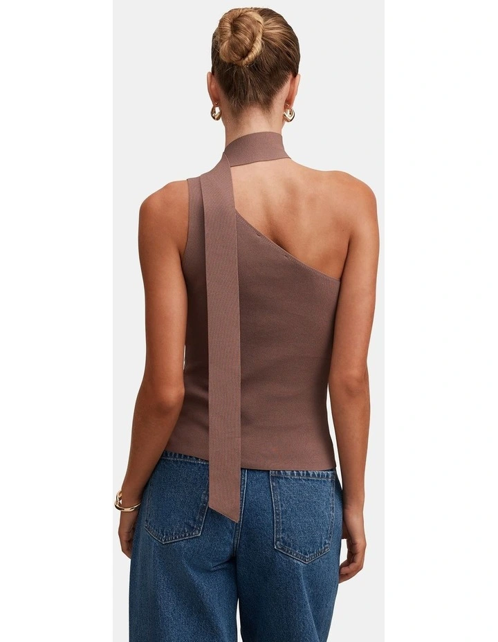 Isla Scarf Knitted Top in Brown image 2