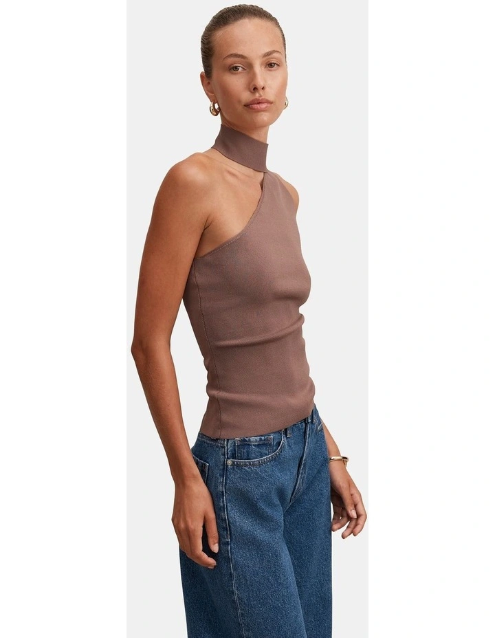 Isla Scarf Knitted Top in Brown image 3