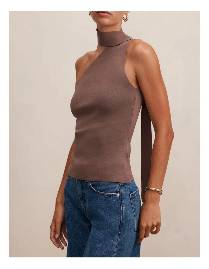 Isla Scarf Knitted Top in Brown image 4