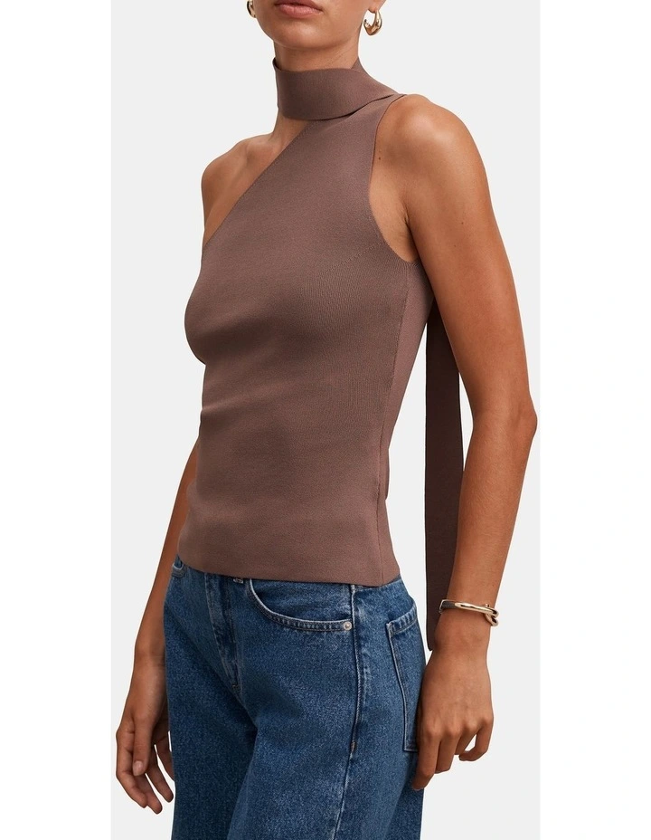 Isla Scarf Knitted Top in Brown image 4