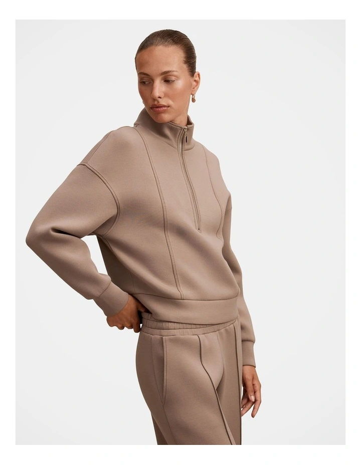 Heidi Seam Detail Lounge Jumper in Beige image 3