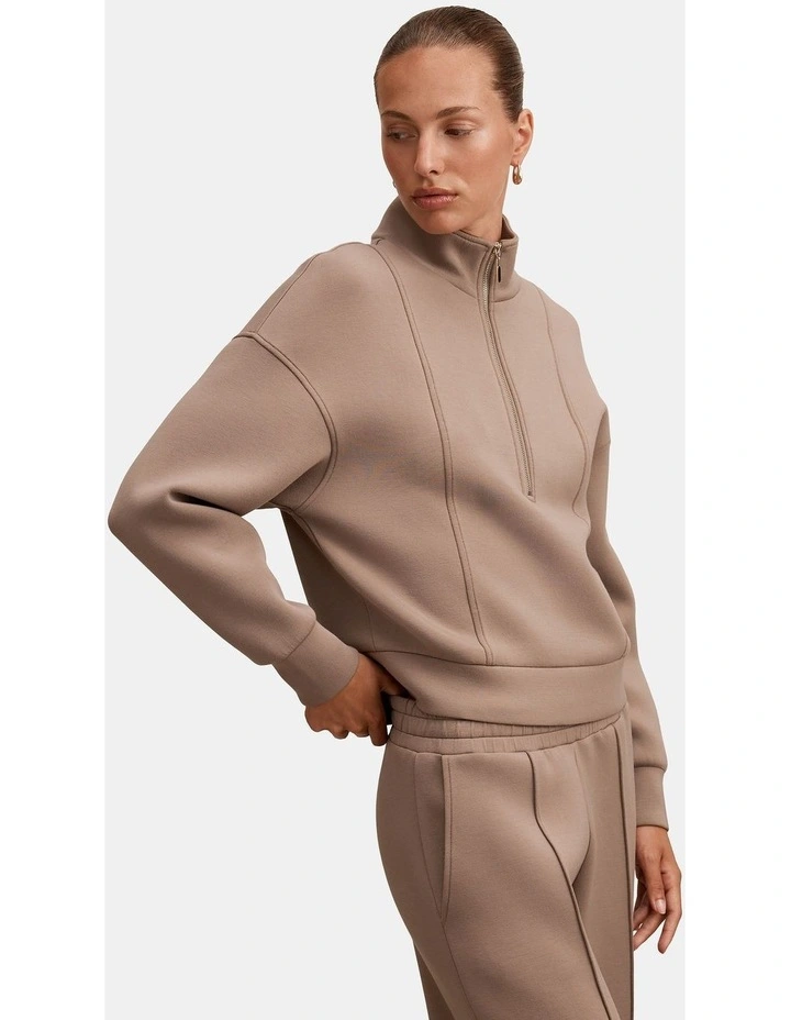 Heidi Seam Detail Lounge Jumper in Beige image 3
