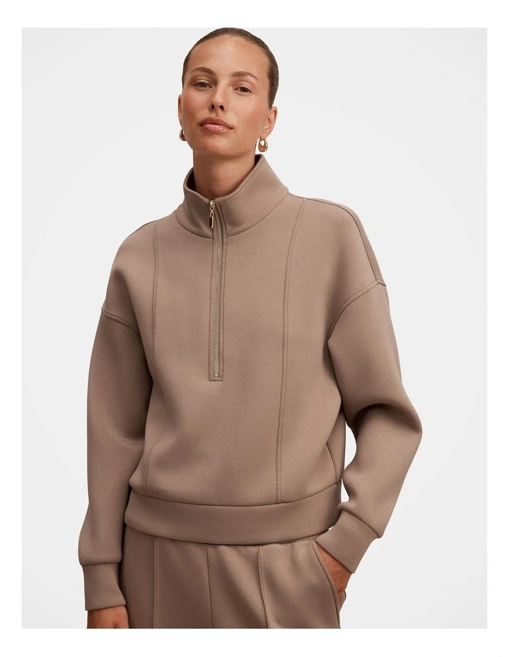 Heidi Seam Detail Lounge Jumper in Beige image 4