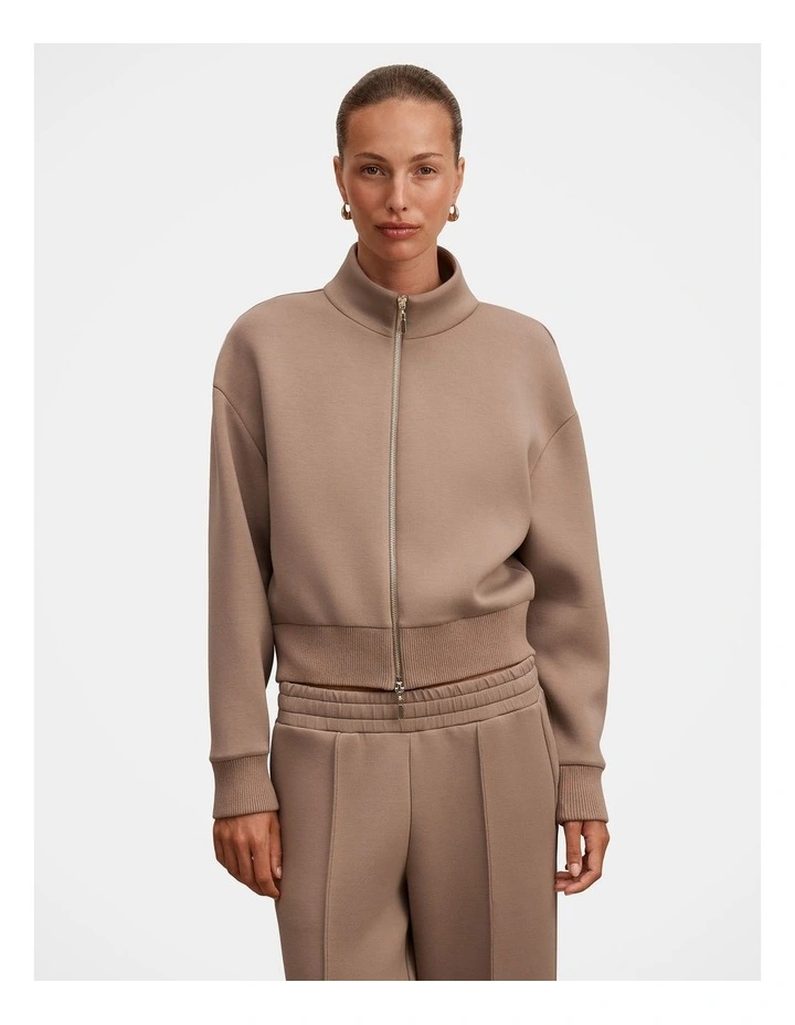 Hannah Zip Lounge Jacket in Beige image 1