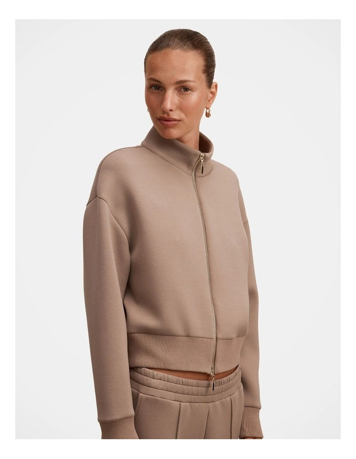 Hannah Zip Lounge Jacket in Beige image 4