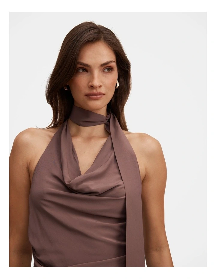 Bindi Scarf Cowl Neck Top in Chocolate image 4