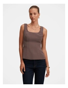 Camila Open Back Top in Brown