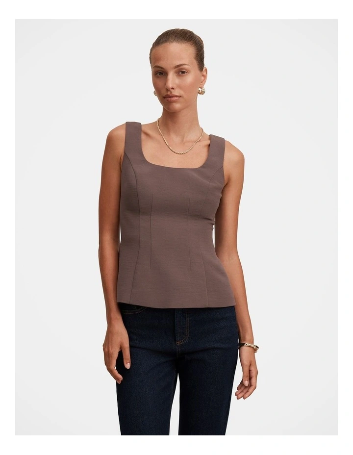 Camila Open Back Top in Brown image 1
