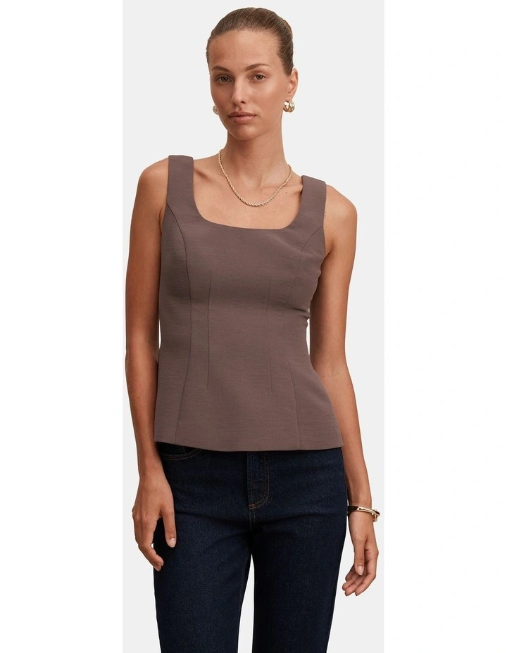 Camila Open Back Top in Brown image 1