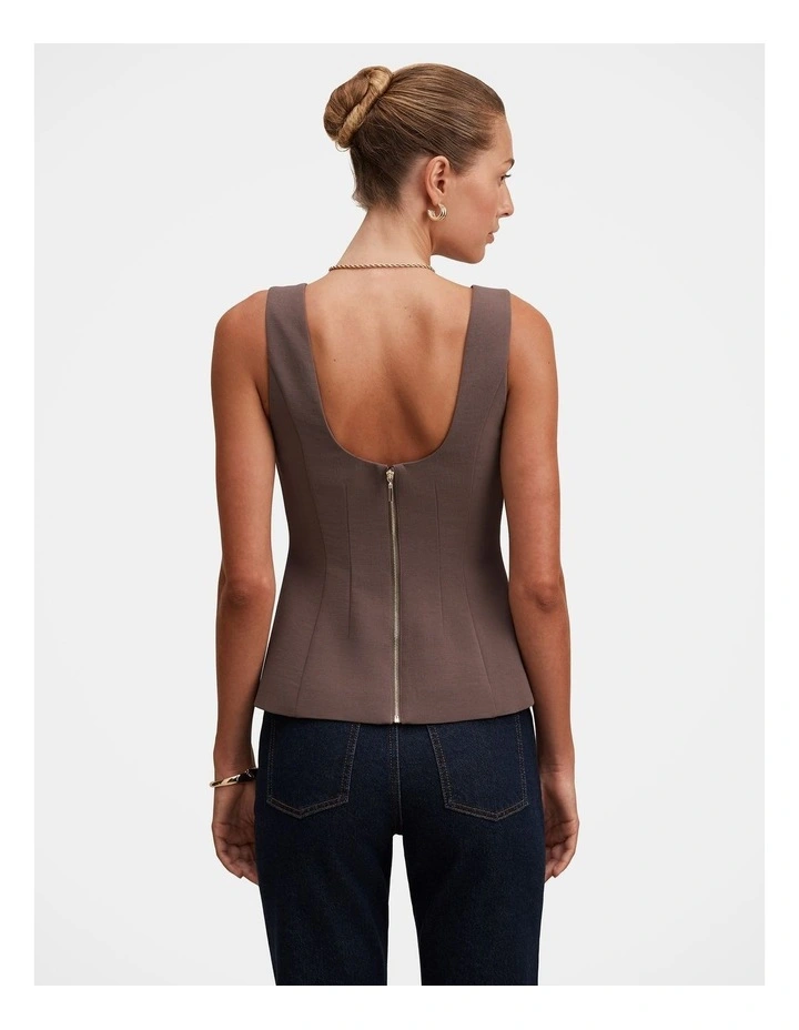 Camila Open Back Top in Brown image 2