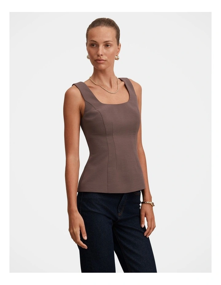 Camila Open Back Top in Brown image 3