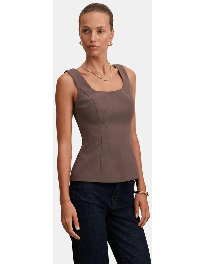 Camila Open Back Top in Brown image 3