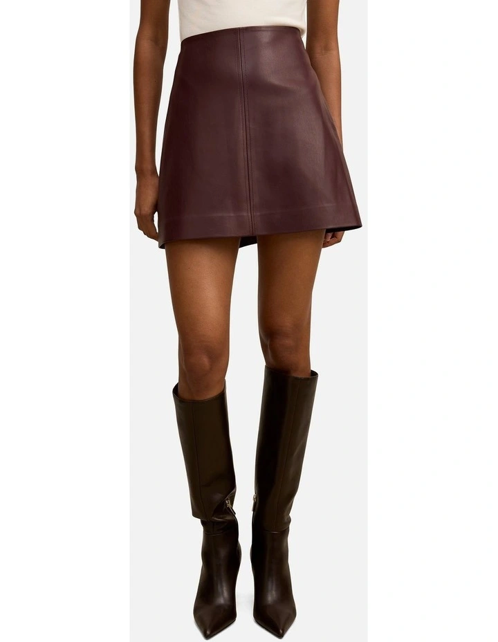 Renee Vegan Leather Mini Skirt in Red image 1