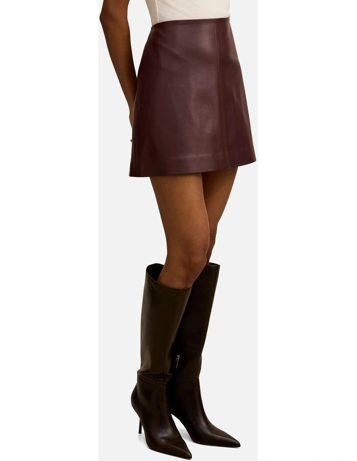 Renee Vegan Leather Mini Skirt in Red image 3