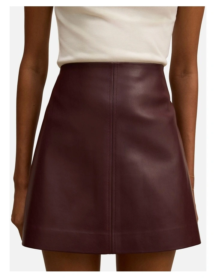 Renee Vegan Leather Mini Skirt in Red image 4