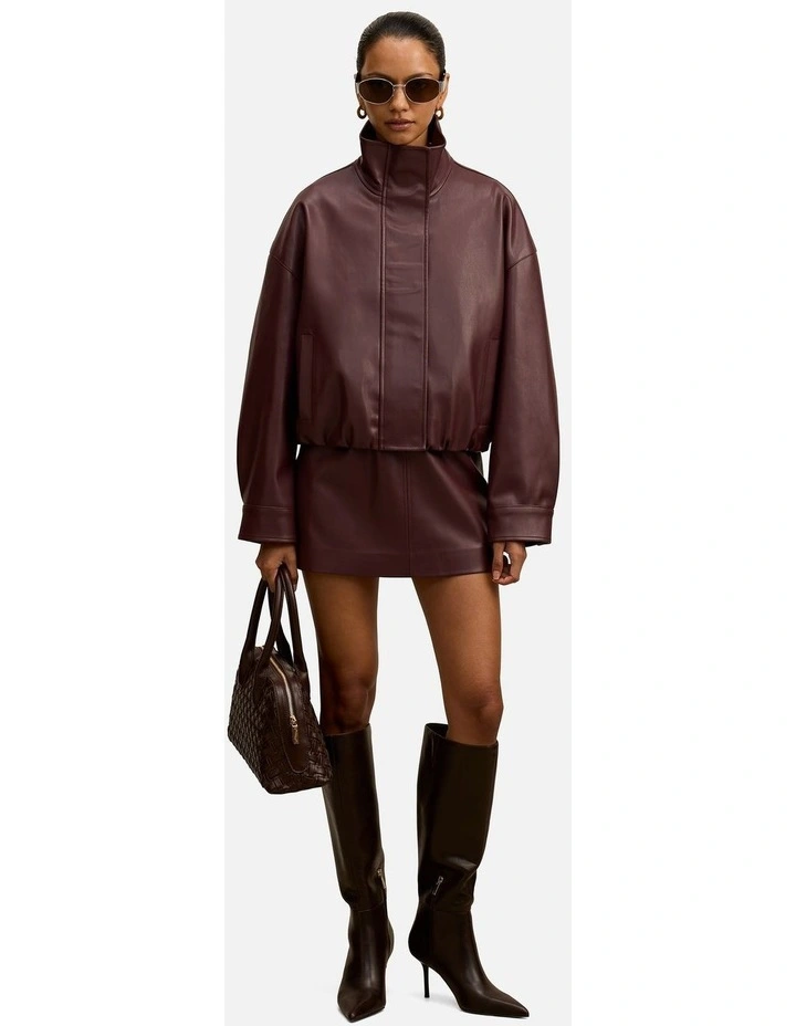 Renee Vegan Leather Mini Skirt in Red image 5