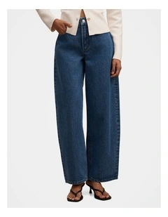 Emma Mid Rise Barrel Jeans in Blue