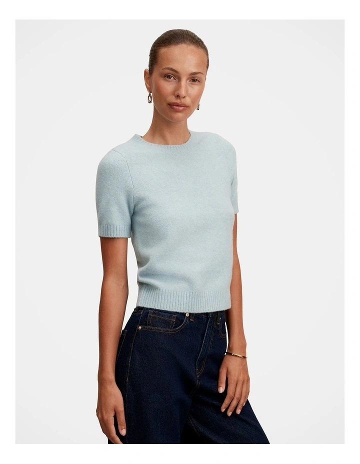 Lucy Knitted T-shirt in Blue image 3