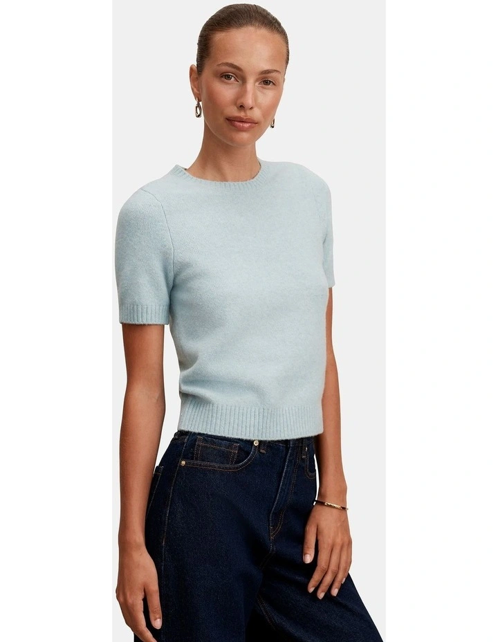 Lucy Knitted T-shirt in Blue image 3