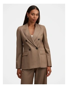 Harper Double Breasted Blazer in Brown