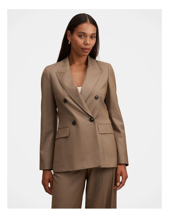 Harper Double Breasted Blazer in Brown image 1