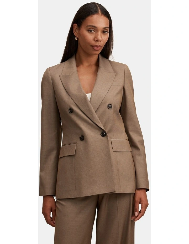 Harper Double Breasted Blazer in Brown image 1