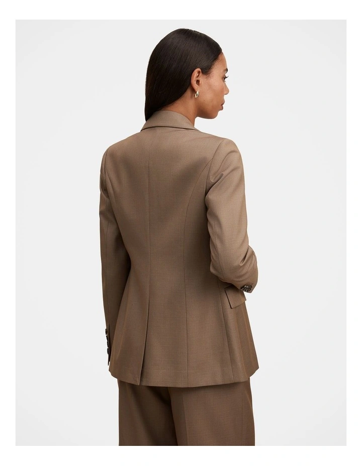 Harper Double Breasted Blazer in Brown image 2