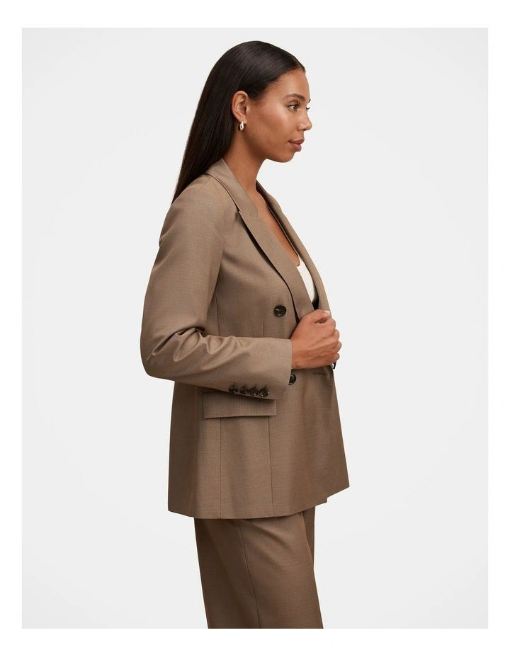 Harper Double Breasted Blazer in Brown image 3