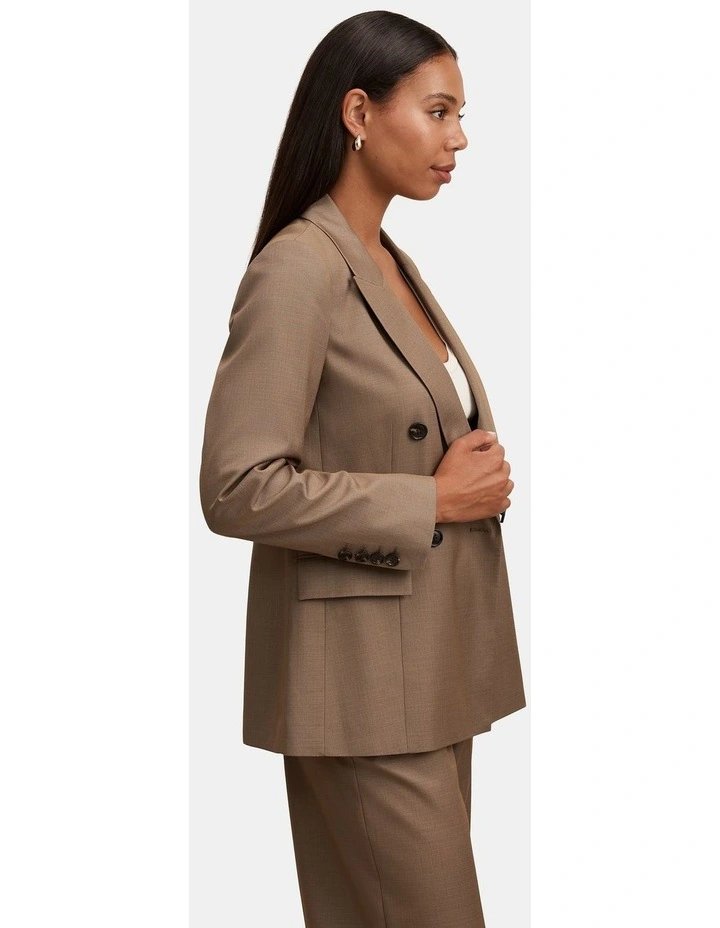 Harper Double Breasted Blazer in Brown image 3