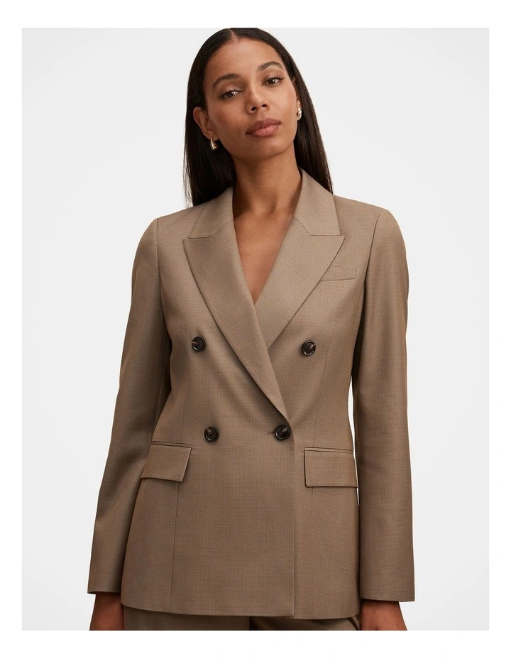 Harper Double Breasted Blazer in Brown image 4