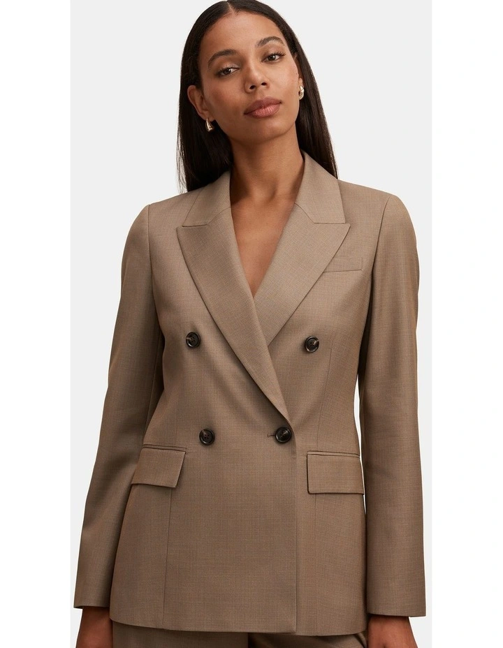 Harper Double Breasted Blazer in Brown image 4
