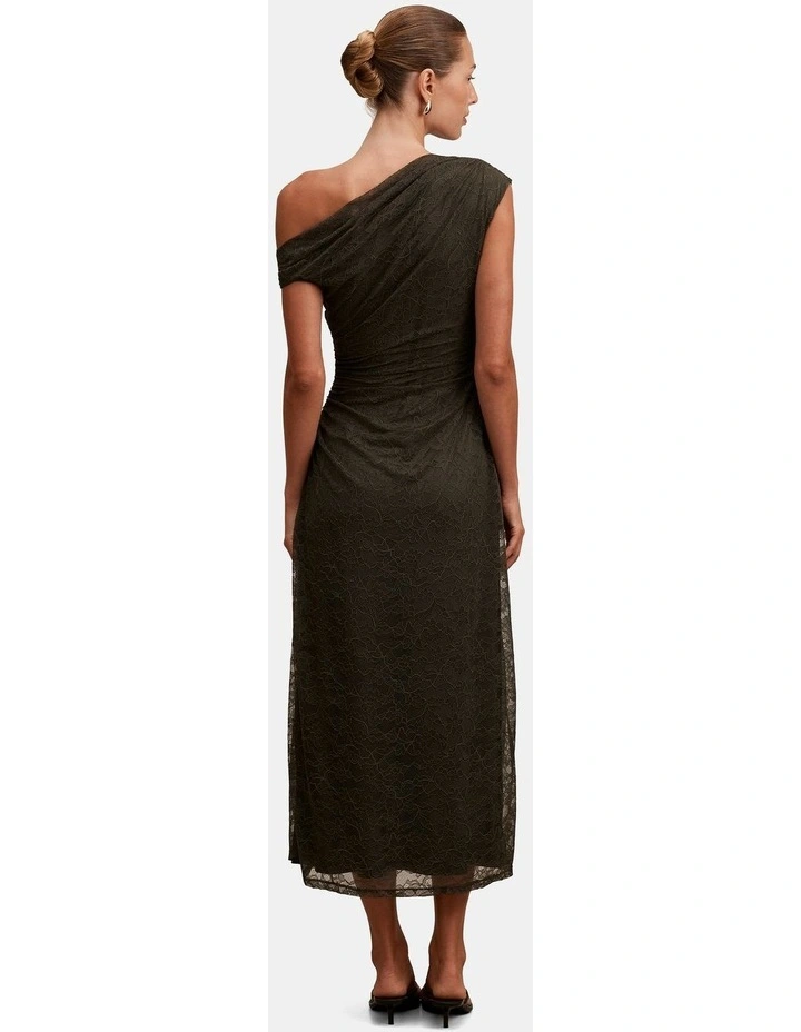 Paris Lace Asymmetric Midi Dress in Green image 2