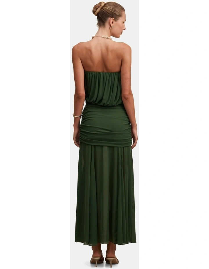 Lyra Bandeau Draped Maxi Dress in Green image 2